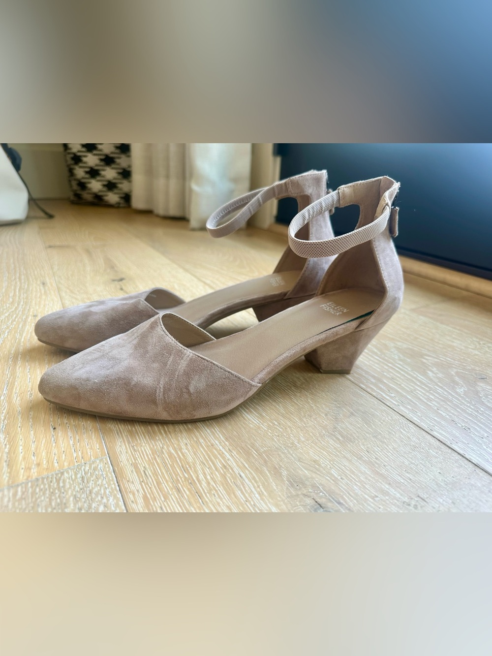 EILEEN FISHER “Just Suede” Ankle-Strap Pump in Dusty Taupe / US 11 - Picture 4 of 10
